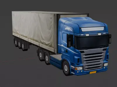  European Realistic Heavy  semi  Truck  8x4 unity game ready 03 Low-poly 3D model