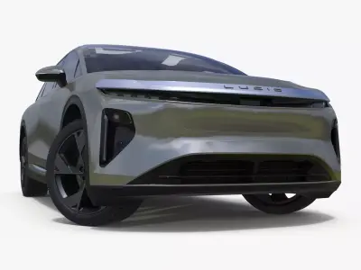 Lucid Gravity Olive Electric SUV Lights Off Rigged for Cinema 4D 3D model