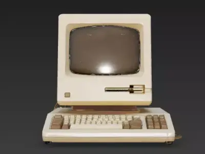 Retro 1980s Personal Computer Terminal 3D Model Low-poly 3D model