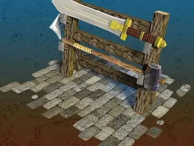 Medieval Weapon Rack Low-poly 3D model
