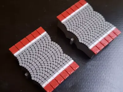 Double Edge Platform curved modules 1-87 FDM color 3D print model