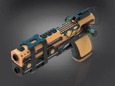 Sci-Fi Pistol Low-poly 3D model 5