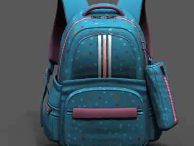 Backpack for kid baggage bag luggage human  Low-poly 3D model