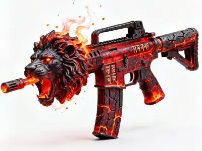 Molten Lion Assault Rifle - Legendary Fire Weapon Low-poly 3D model