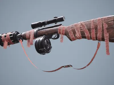 Old Rifle Weapon Game Ready 3d Model Low-poly 3D model