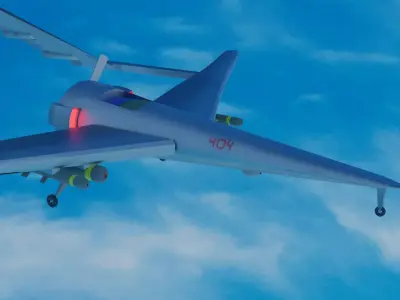bayraktar PBR low-poly drone flying in sky Free low-poly 3D model