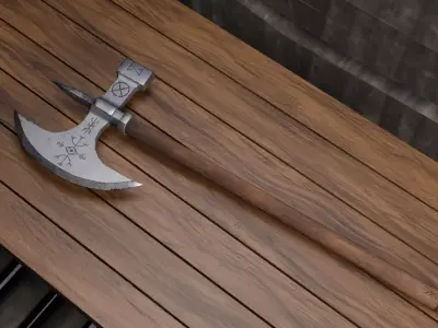 Medieval Axe Old Age Game Ready Low Poly Weapon PBR 4K Low-poly 3D model