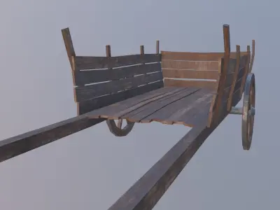 medieval cart with pbr textures Low-poly 3D model