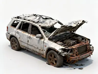 Rolled-Over SUV 3D Model 3D Model Low-poly 3D model