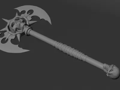 Fantasy Skull Battle Axe - PBR Game Ready Weapon 3D model