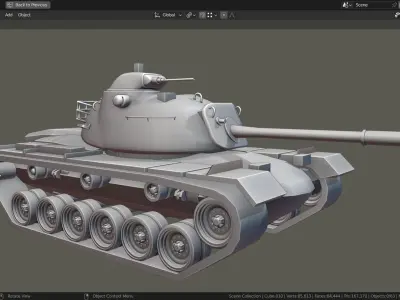 M48 Patton TANK BASE MESH Low-poly 3D model