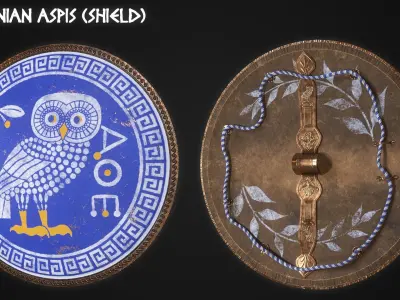 Ancient Greek Shields Set Low Poly Game Ready Low-poly 3D model