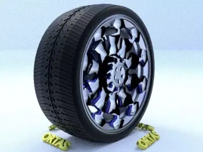 ORTAS CAR RIM 26 GAME READY RIM TIRE AND DISC 3D model
