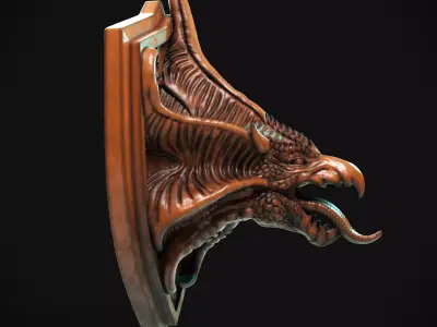 Dragon head wall trophy 3D print model