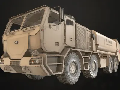 Heavy Military Truck V2 - Tanker Low-poly 3D model