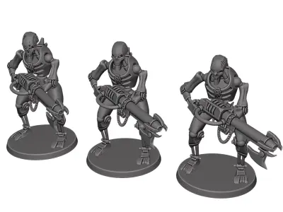 Sinister 3D Print Model Evil Space Mechanoid with Varied Heads Free 3D print model