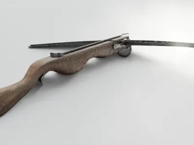 Crossbow wooden Low-poly 3D model