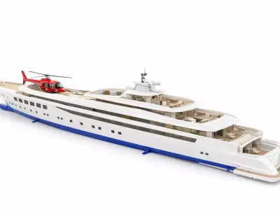 Helicopter Luxury Yacht Modern Multi-Deck Super Yacht 3D model