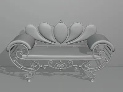 Antique wrought iron sofa 3D model