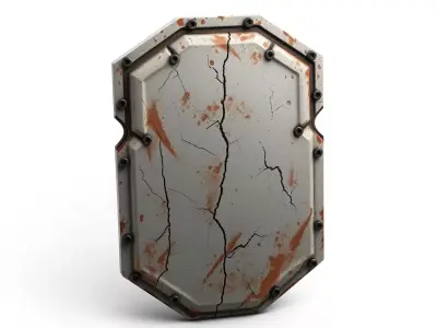 SciFi BattleDamaged Shield Low-poly 3D model