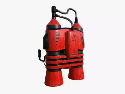 Jetpack E04 Red Black - SciFi Character Design Low-poly 3D model