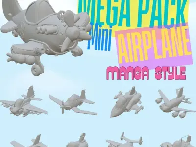 Mega Pack Airplane 33pz 3D STL Files Manga Style Airplanes 3D print model