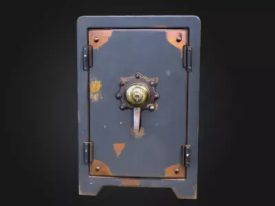 Vintage Industrial Safe Low-poly 3D model