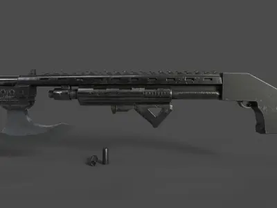 Realistic Axegun gun with axe 3D model