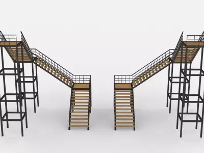 Metal L stair 02 3D model