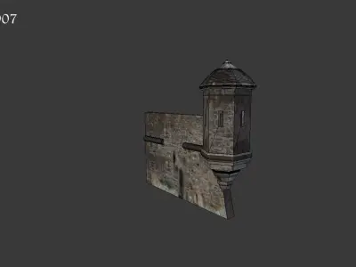castle stone wall Low-poly 3D model