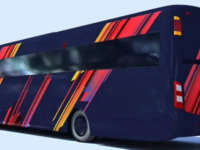 Blue Colorful Bus 3 3D model