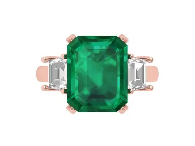 Emerald 3 Stone Ring 3D print model get