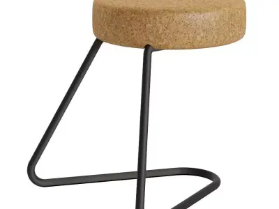 Small Cork Seated Bar Stool Tecta 3D model