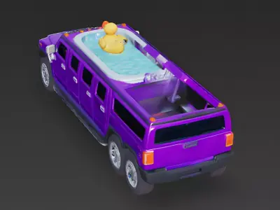 Purple Party Limo SUV 3D Model Low-poly 3D model