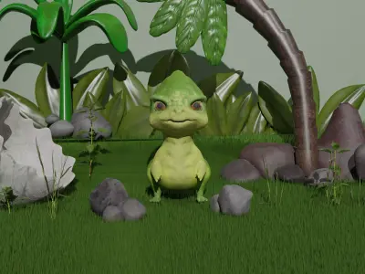Cute dinosaur Low-poly 3D model