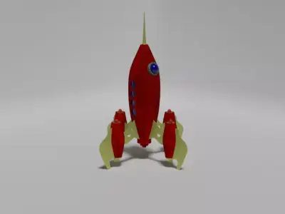Retro style 3d rocket 3D model