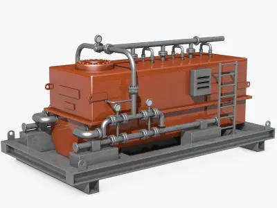 Red and Yellow Industrial Generators 3D model