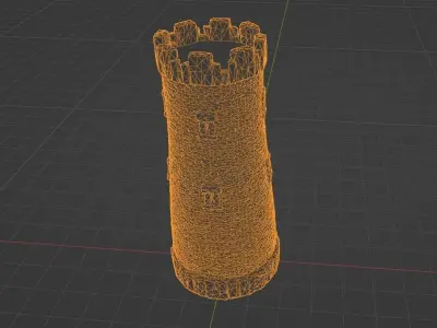 Castle Turret - Stone Embattlement Tower - Fortress Model Low-poly 3D model