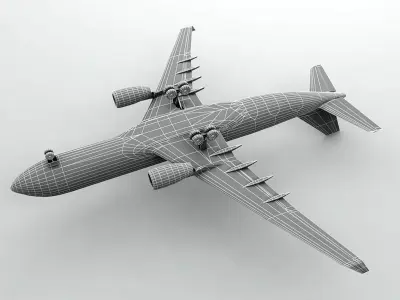  Airbus A330-200 Airliner - Generic White Low-poly 3D model