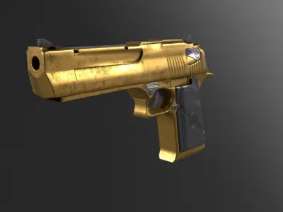 Golden Desert Eagle Pistol Low-poly 3D model