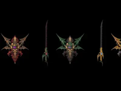 Dragon - Sword and Shield Low-poly 3D model