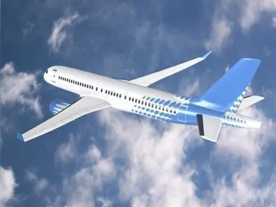 Bombardier cs300 commercial airplane Low-poly 3D model