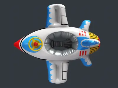 Inflatable Aircraft Swimming Ring 2 PBR Game Ready Low-poly 3D model