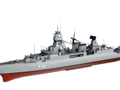 German navy F124 Sachsen-class frigate Low-poly 3D model