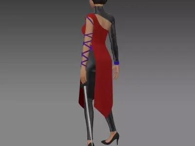 warrior  woman game character - marvelous designer 3D model
