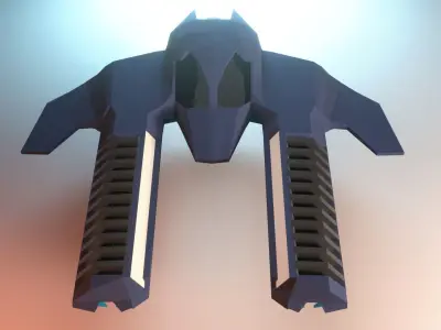 Low-poly spaceship with two blades Low-poly 3D model