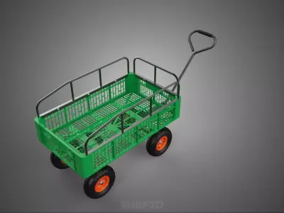 PLASTIC CRATE BED RAILS FENCE CAGE TROLLEY CART UTILITY TRUCK 4W 3D model