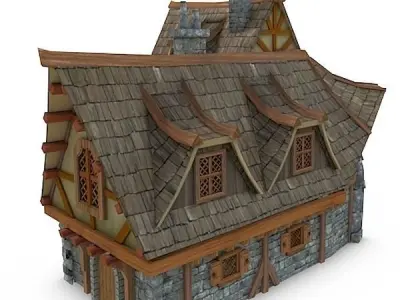 Medieval Building 19 Coaching Inn Low-poly 3D model