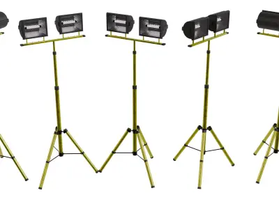 Footed Construction Lights Low-poly 3D model