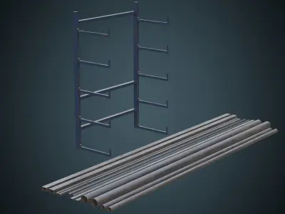 Pipe Rack 1B Low-poly 3D model
